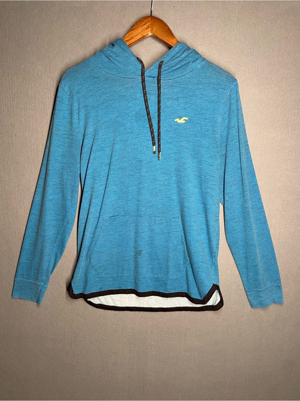 Hollister Teal Crewneck Hooded Sweater with Contrast Trim